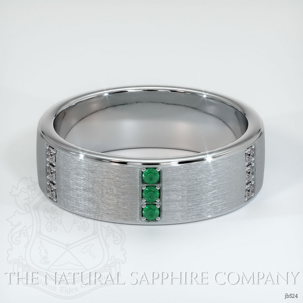 Platinum 950 Emerald and Diamond Men's Wedding Band