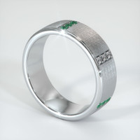 Platinum 950 Emerald and Diamond Men's Wedding Band Image