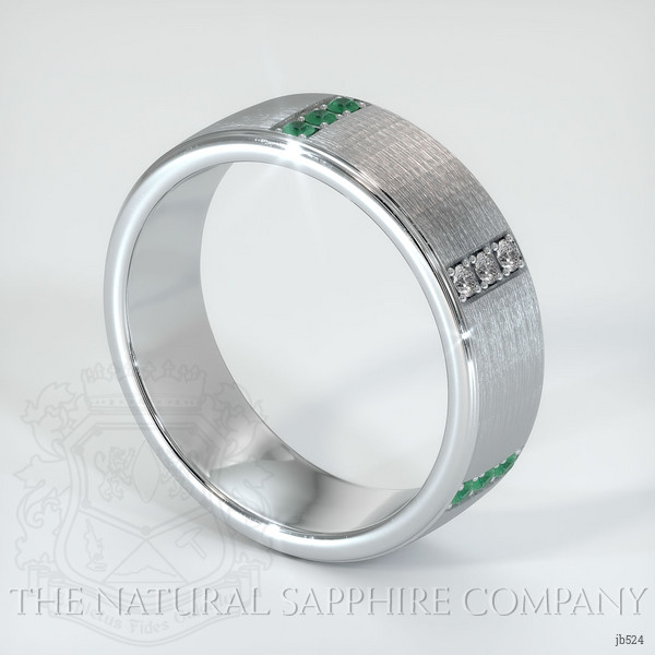 Platinum 950 Emerald and Diamond Men's Wedding Band