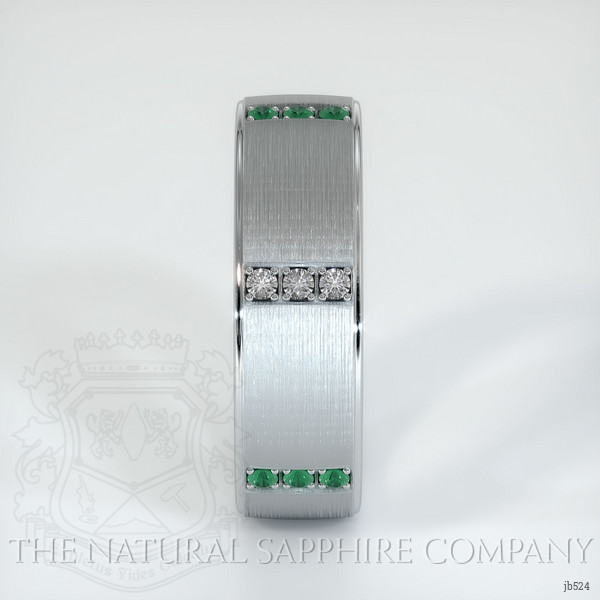 Platinum 950 Emerald and Diamond Men's Wedding Band