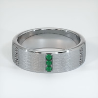 18K White Gold Emerald and Diamond Men's Wedding Band Video
