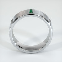 18K White Gold Diamond and Emerald Men's Wedding Band Image