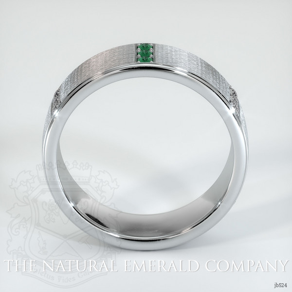 18K White Gold Emerald and Diamond Men's Wedding Band