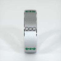 18K White Gold Emerald and Diamond Men's Wedding Band Image