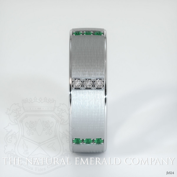 18K White Gold Emerald and Diamond Men's Wedding Band