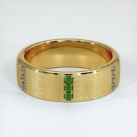 18K Yellow Gold Emerald and Diamond Men's Wedding Band Video
