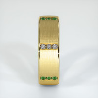 18K Yellow Gold Emerald and Diamond Men's Wedding Band Image