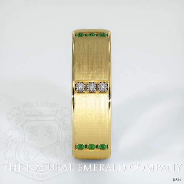 18K Yellow Gold Emerald and Diamond Men's Wedding Band