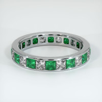 Platinum 950 Emerald and Diamond Eternity Wedding Band Video