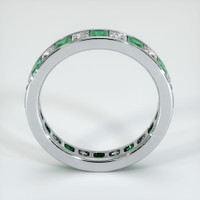 Platinum 950 Emerald and Diamond Eternity Wedding Band Image