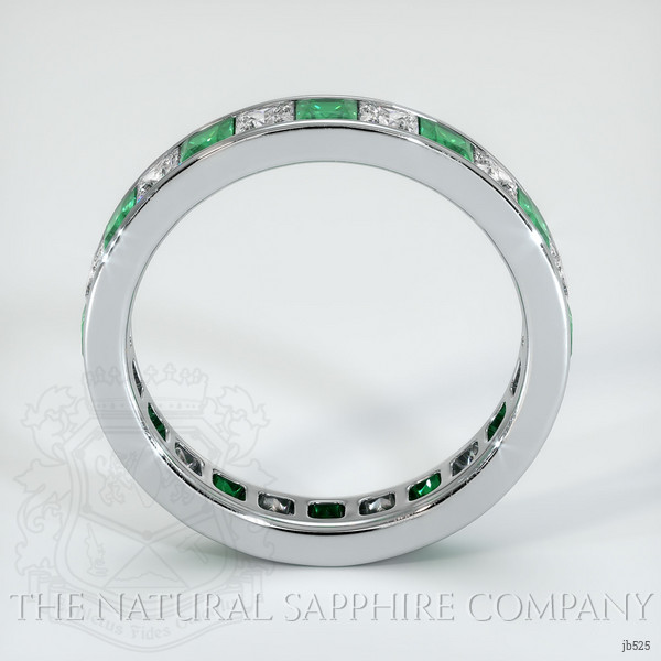 18K White Gold Emerald and Diamond Eternity Wedding Band