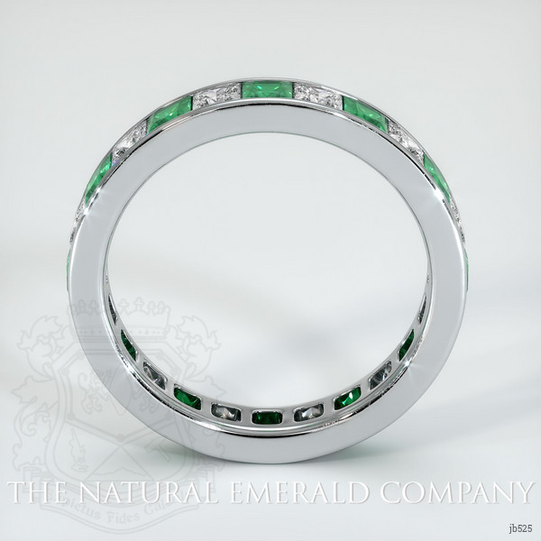 18K White Gold Emerald and Diamond Eternity Wedding Band