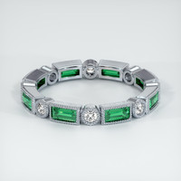 Platinum 950 Emerald and Diamond Antique Style Wedding Band Video