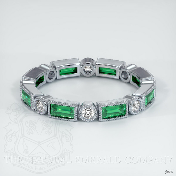 Platinum 950 Emerald and Diamond Antique Style Wedding Band