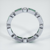 Platinum 950 Emerald and Diamond Antique Style Wedding Band Image