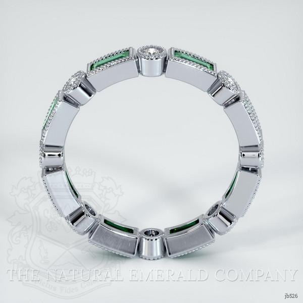Platinum 950 Emerald and Diamond Antique Style Wedding Band