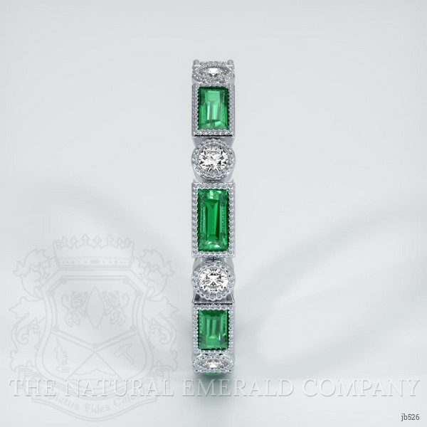 Platinum 950 Emerald and Diamond Antique Style Wedding Band