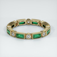 18K Yellow Gold Emerald and Diamond Antique Style Wedding Band Video