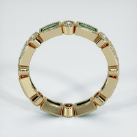 18K Yellow Gold Emerald and Diamond Antique Style Wedding Band Image