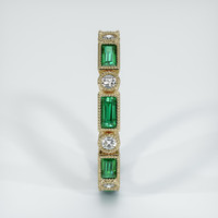 18K Yellow Gold Emerald and Diamond Antique Style Wedding Band Image