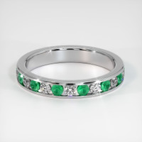 18K White Gold Emerald and Diamond Eternity Wedding Band Video
