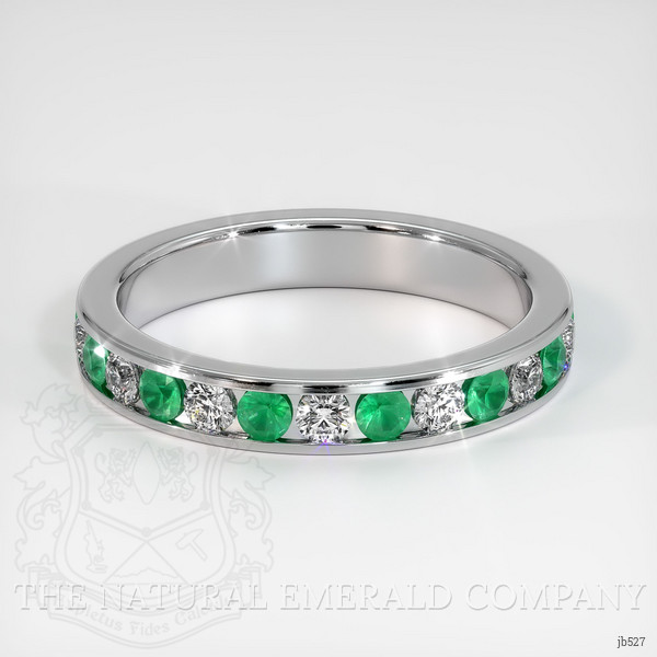 18K White Gold Emerald and Diamond Eternity Wedding Band