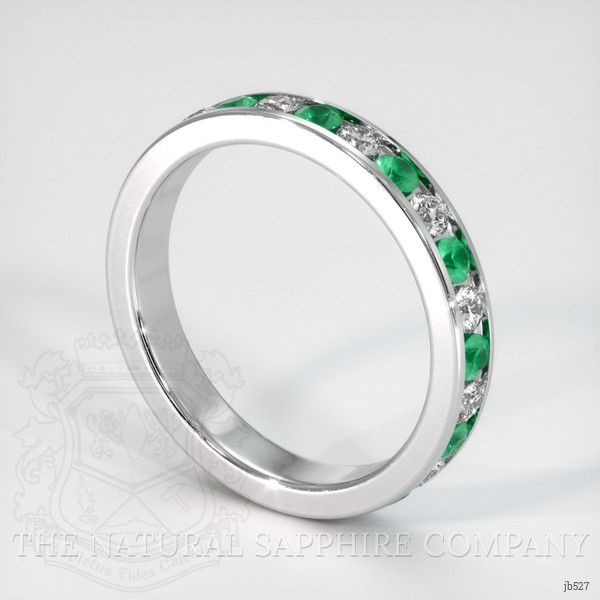 18K White Gold Emerald and Diamond Eternity Wedding Band