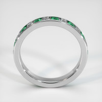 18K White Gold Emerald and Diamond Eternity Wedding Band Image