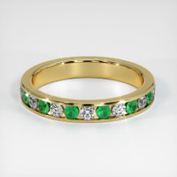 18K Yellow Gold Emerald and Diamond Eternity Wedding Band Video