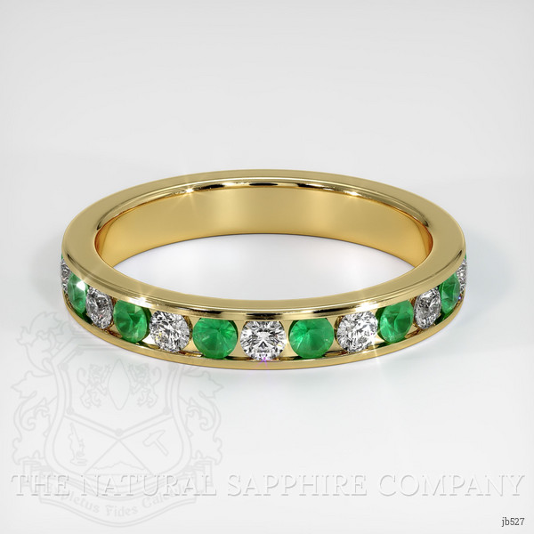 18K Yellow Gold Emerald and Diamond Eternity Wedding Band