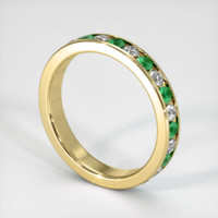 18K Yellow Gold Emerald and Diamond Eternity Wedding Band Image