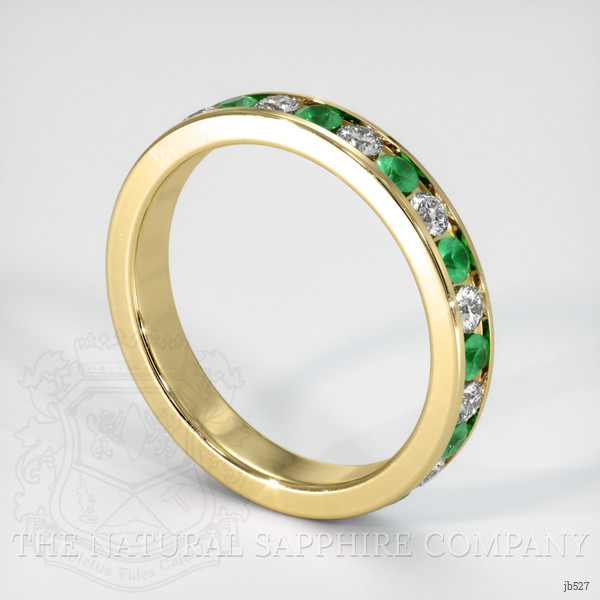 18K Yellow Gold Emerald and Diamond Eternity Wedding Band