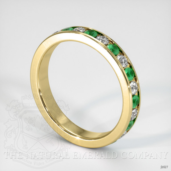 18K Yellow Gold Emerald and Diamond Eternity Wedding Band
