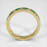 18K Yellow Gold Emerald and Diamond Eternity Wedding Band Image