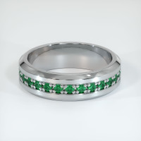 18K White Gold Emerald Eternity Wedding Band Video