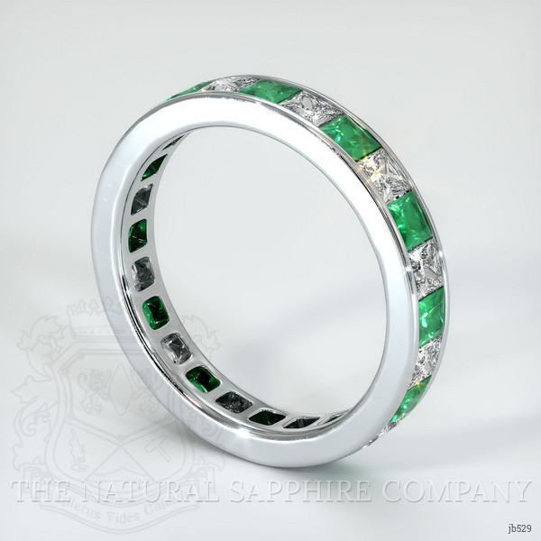 Platinum 950 Emerald and Diamond Eternity Wedding Band