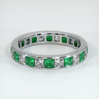18K White Gold Emerald and Diamond Eternity Wedding Band Video