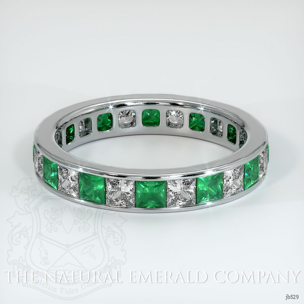 18K White Gold Emerald and Diamond Eternity Wedding Band