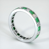 18K White Gold Emerald and Diamond Eternity Wedding Band Image