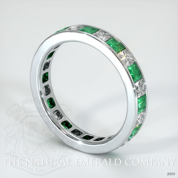 18K White Gold Emerald and Diamond Eternity Wedding Band