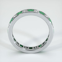 18K White Gold Emerald and Diamond Eternity Wedding Band Image