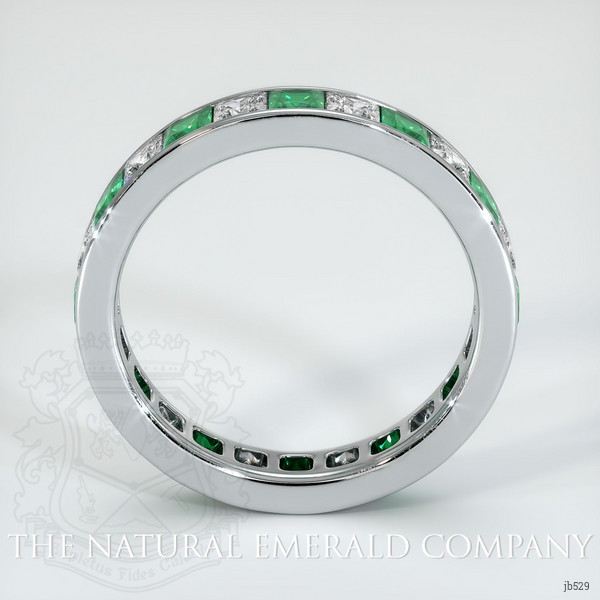 18K White Gold Emerald and Diamond Eternity Wedding Band