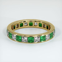 18K Yellow Gold Emerald and Diamond Eternity Wedding Band Video