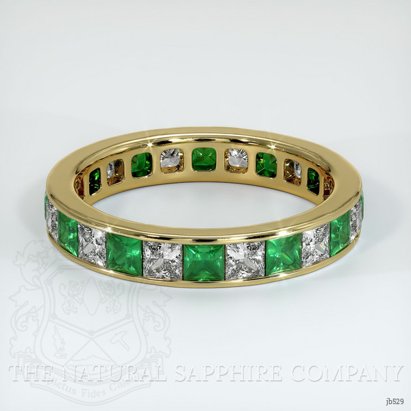 18K Yellow Gold Emerald and Diamond Eternity Wedding Band