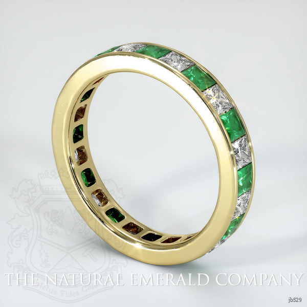 18K Yellow Gold Emerald and Diamond Eternity Wedding Band