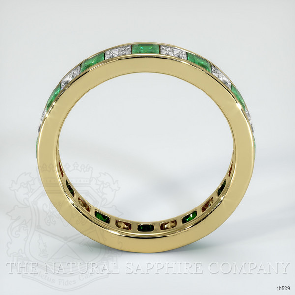 18K Yellow Gold Emerald and Diamond Eternity Wedding Band