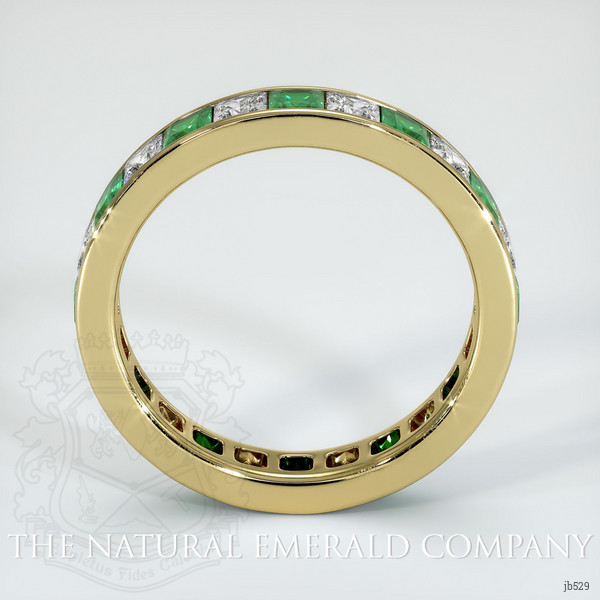 18K Yellow Gold Emerald and Diamond Eternity Wedding Band