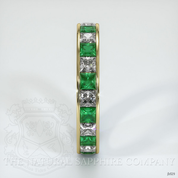 18K Yellow Gold Emerald and Diamond Eternity Wedding Band