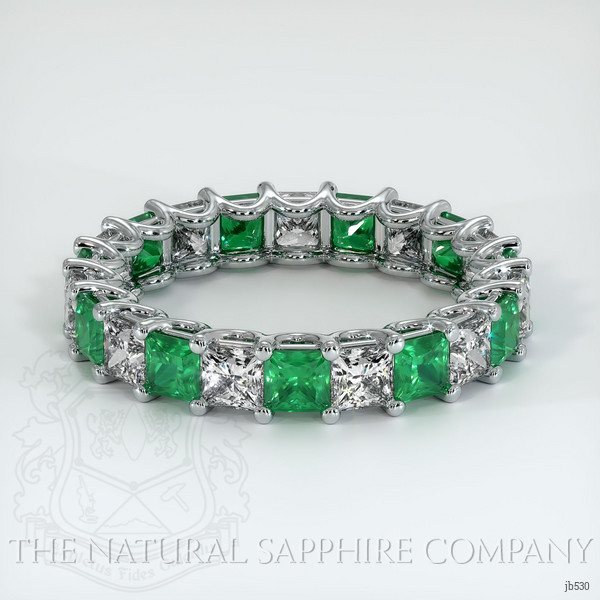 Platinum 950 Emerald and Diamond Eternity Wedding Band