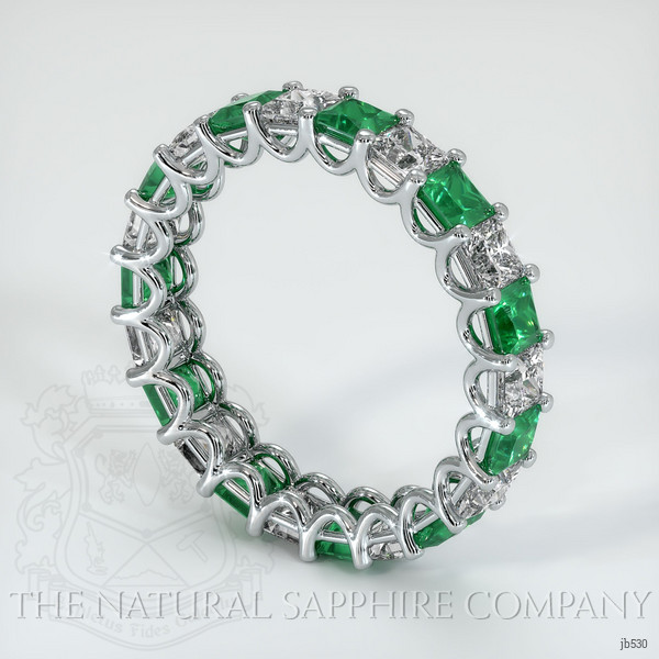 Platinum 950 Emerald and Diamond Eternity Wedding Band